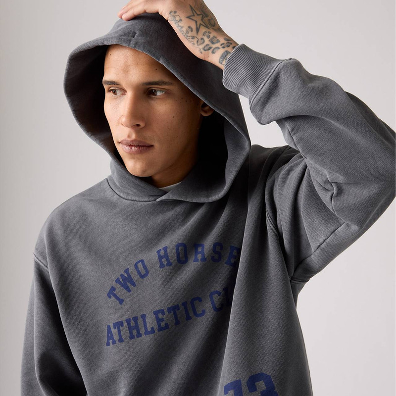 TWO HORSE BOXY CROPPED HOODIE SWEATSHIRT 5