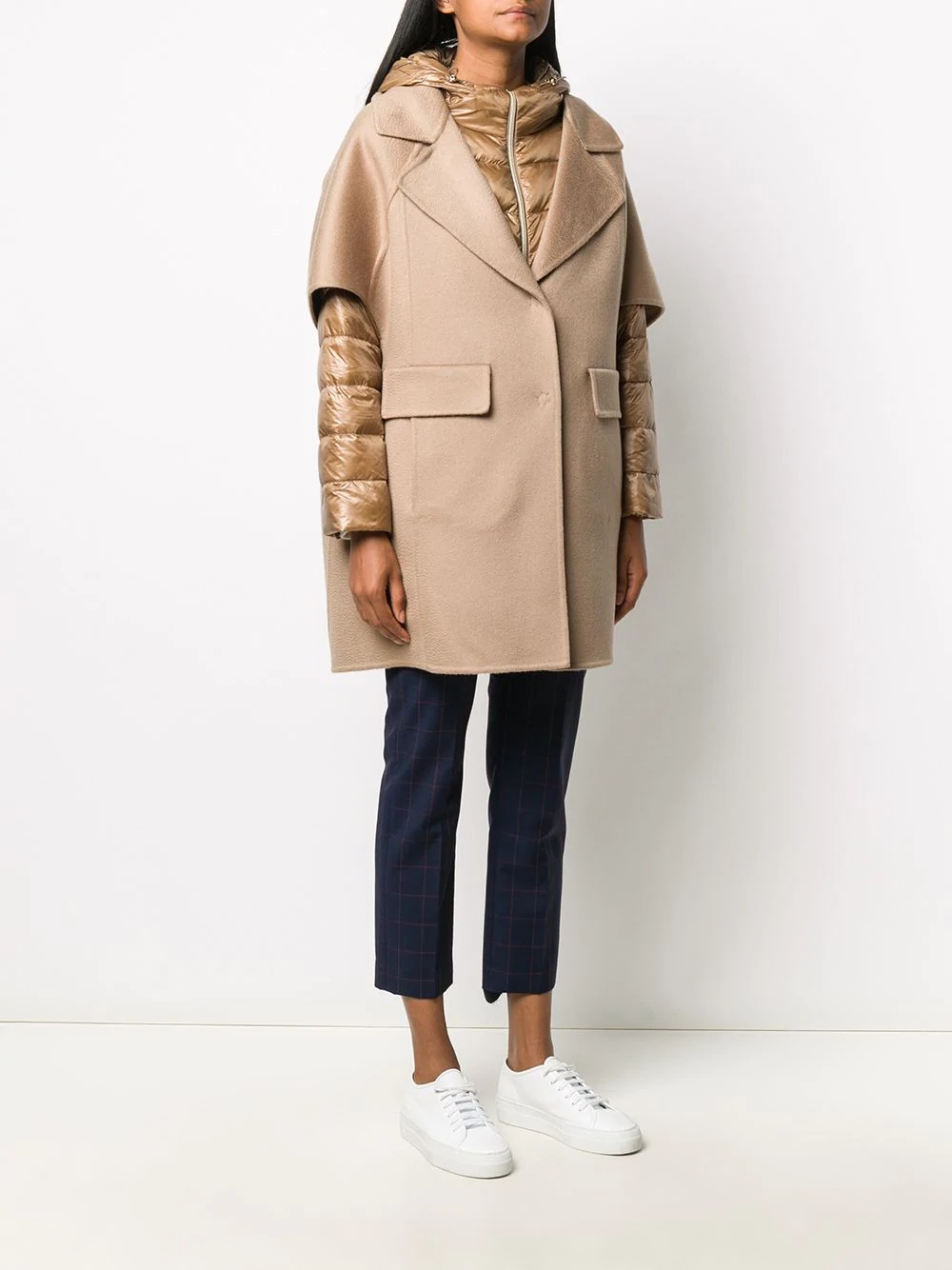 layered hooded coat - 3