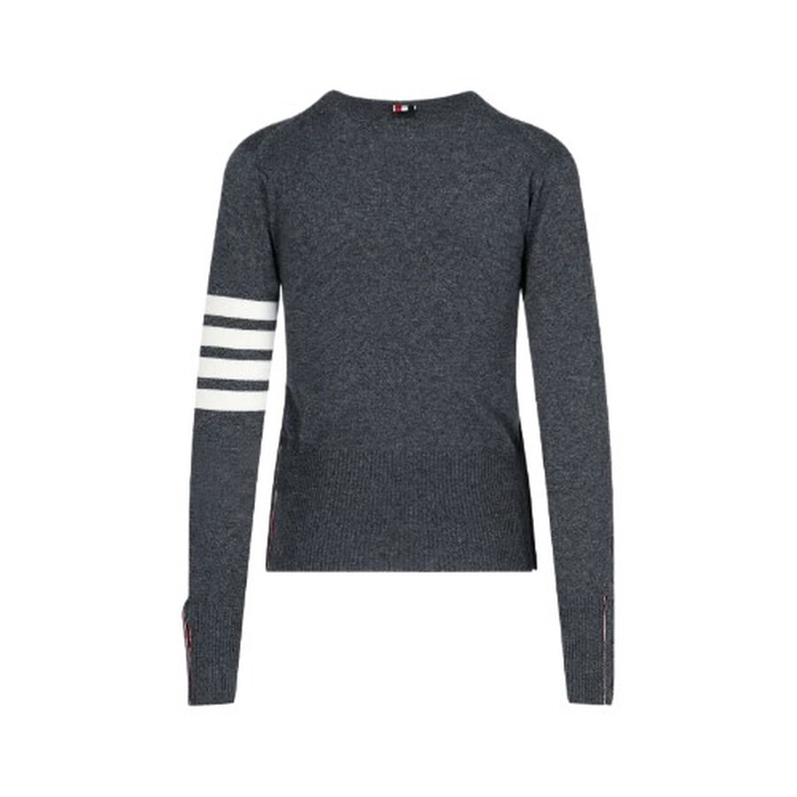 Thom Browne Med Grey 4-Bar Cashmere Pullover - 6