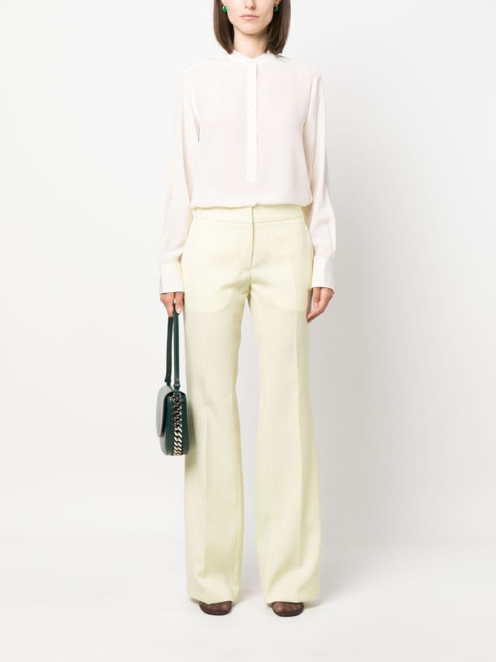 band-collar silk blouse - 2