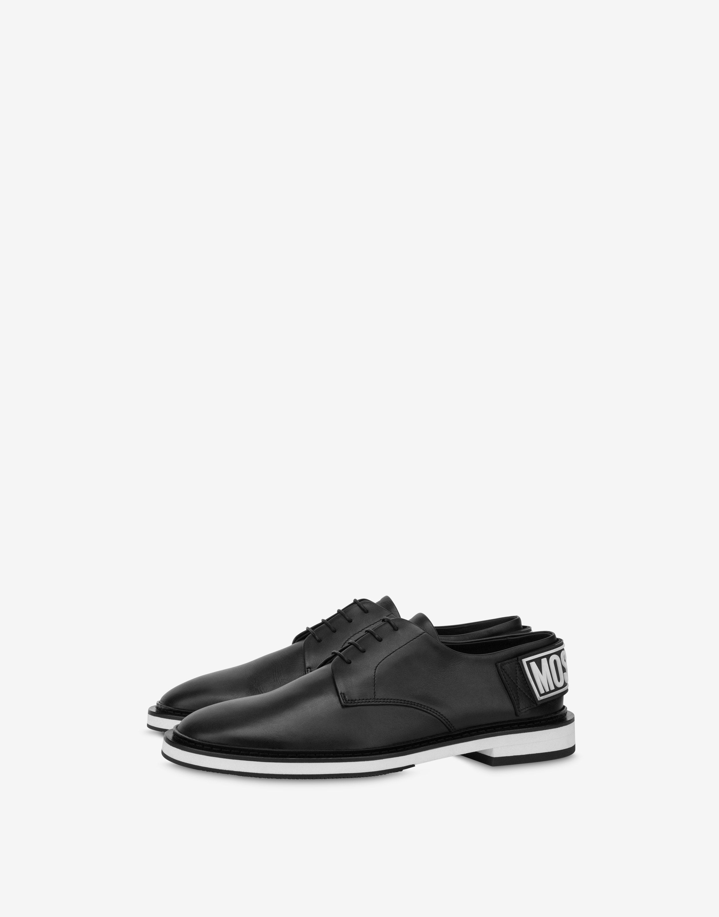 RUBBER LOGO CALFSKIN LACE-UP SHOES - 1