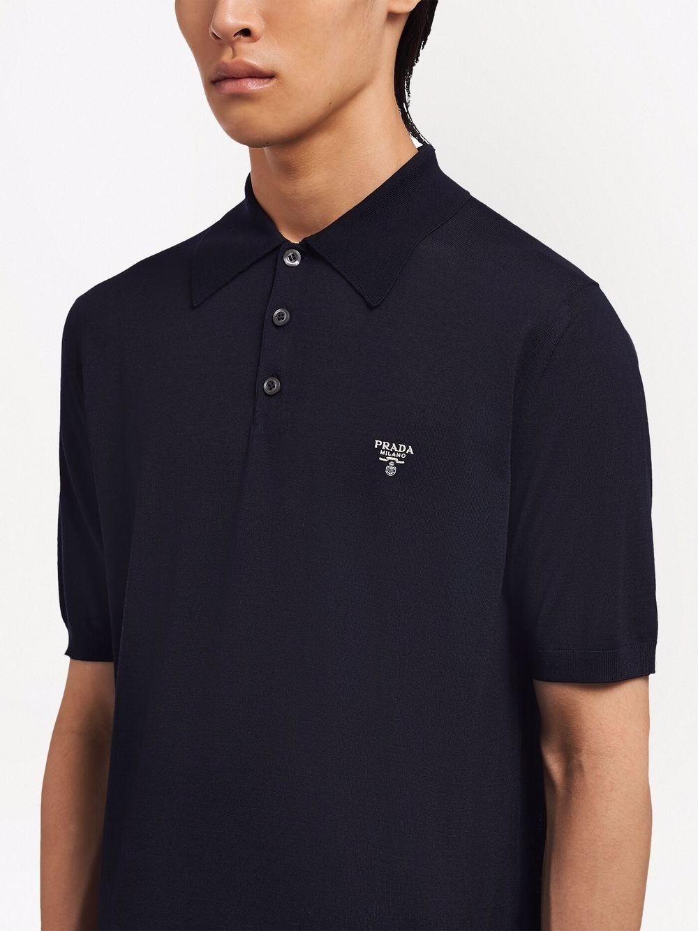 logo-embroidered virgin wool polo top - 5