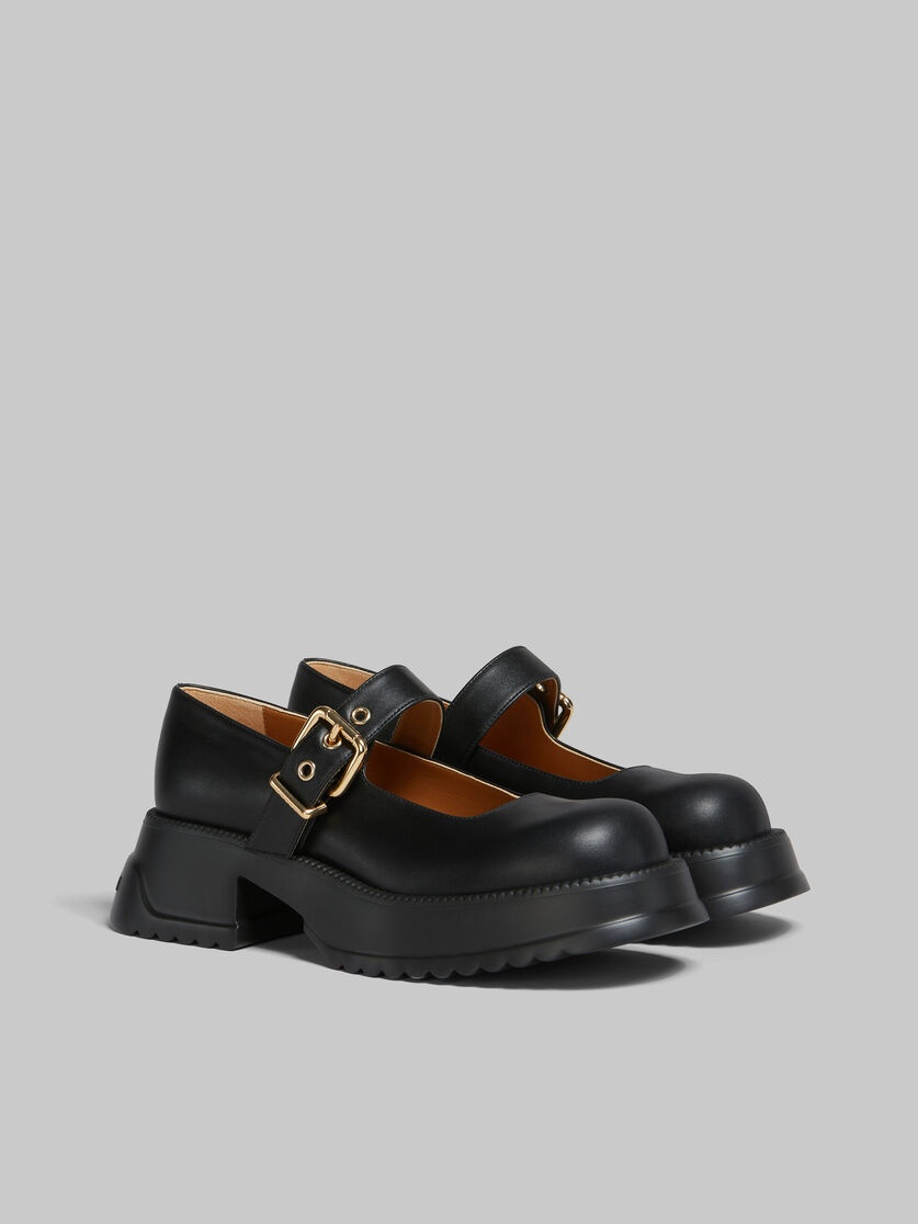 BLACK LEATHER MARY JANE WITH PLATFORM SOLE - 2