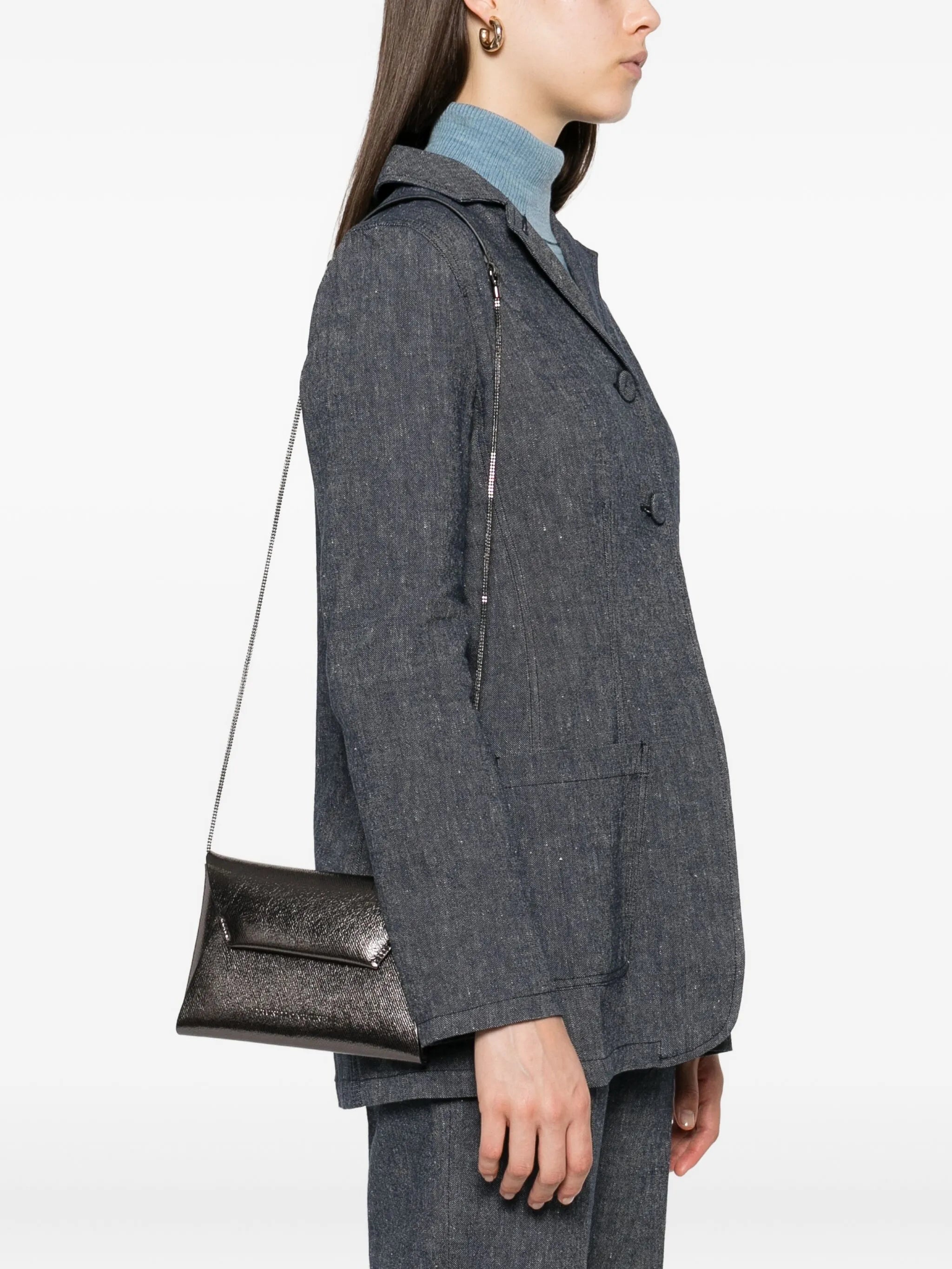 Brunello Cucinelli Metallic Flap Clutch Bag - 2
