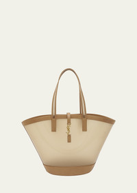 SAINT LAURENT Medium YSL Vinyl Tote Basket Tote Bag