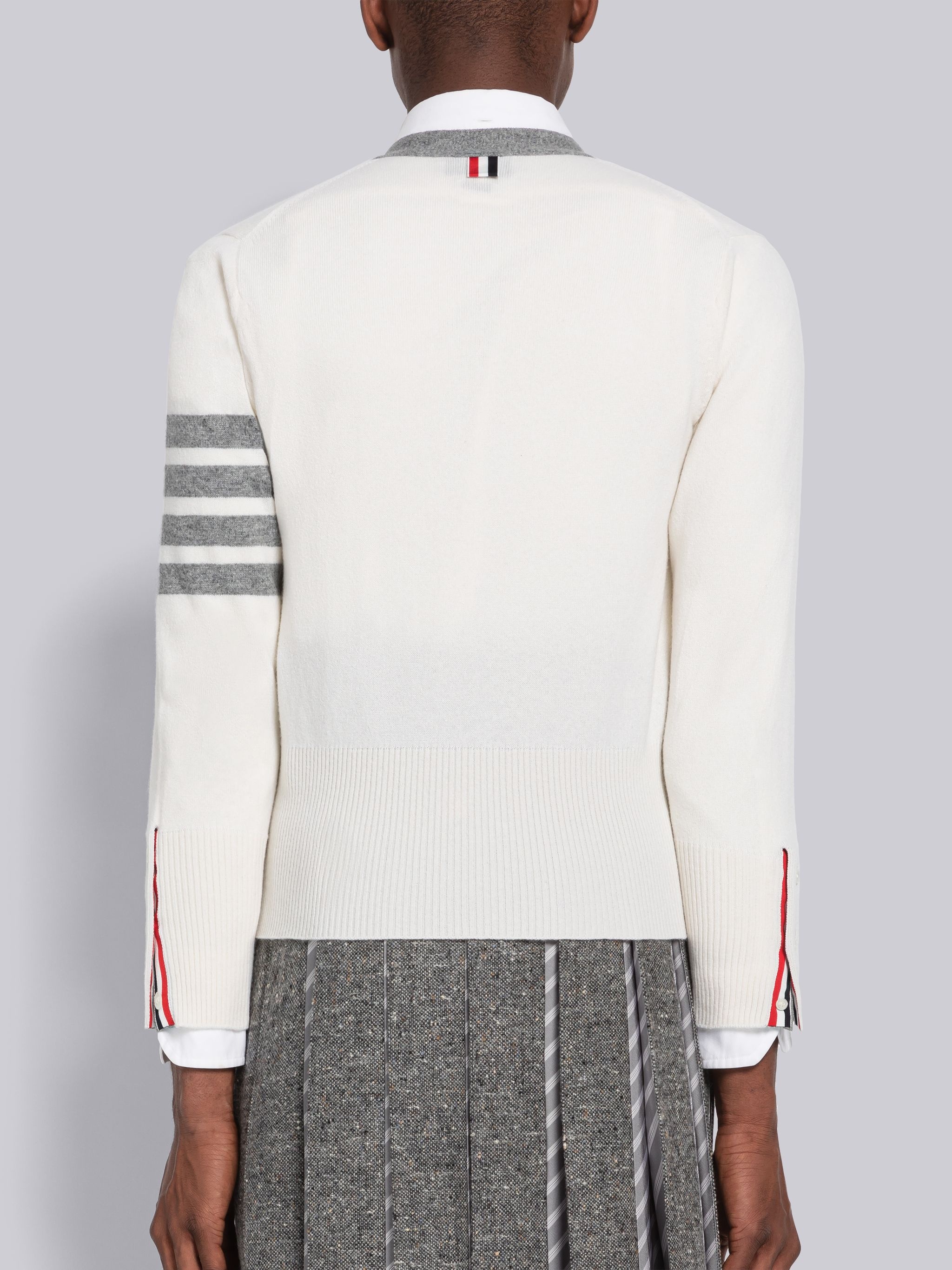 Cashmere Stripe V-Neck Cardigan - 3