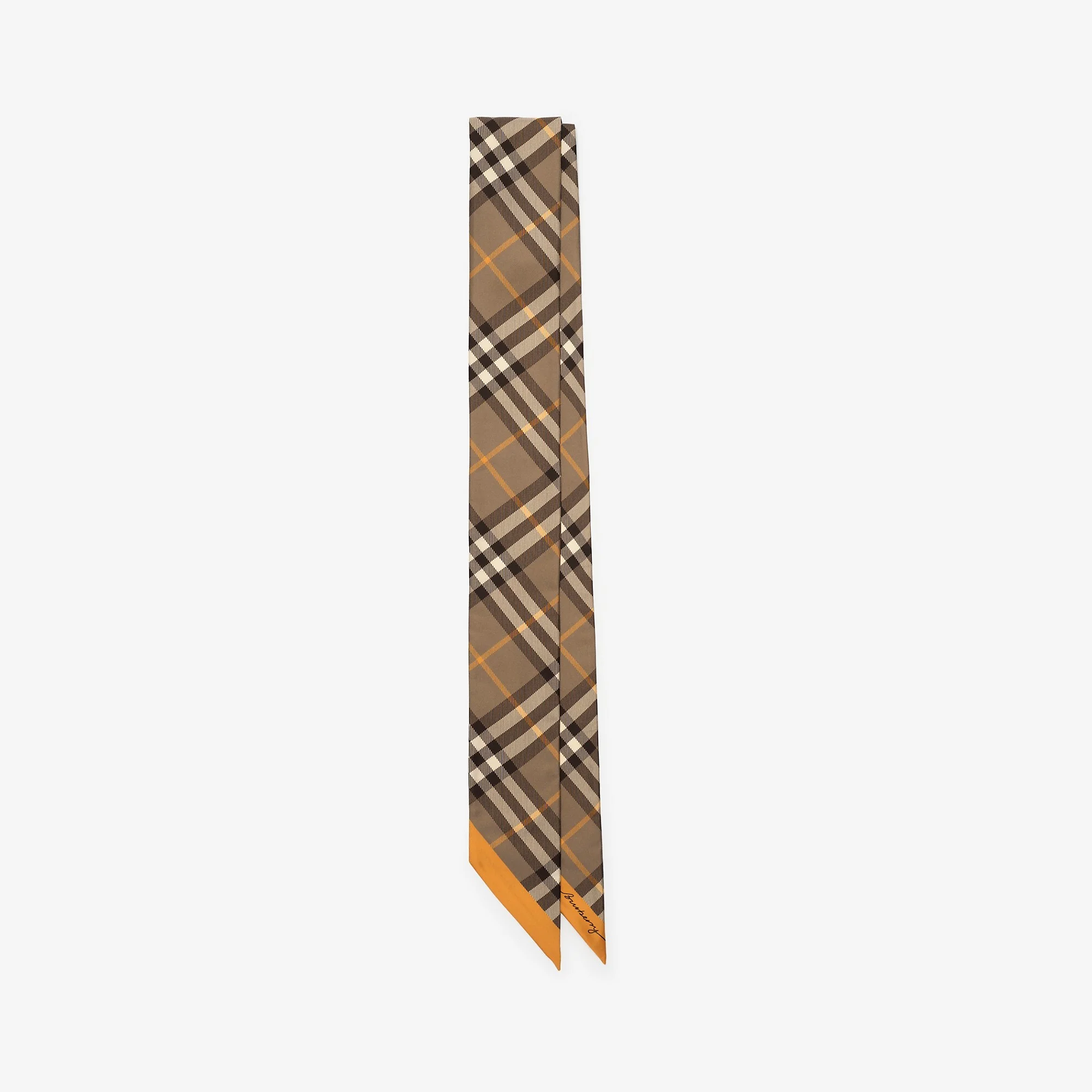 Skinny Contrast Check Silk Scarf - 1