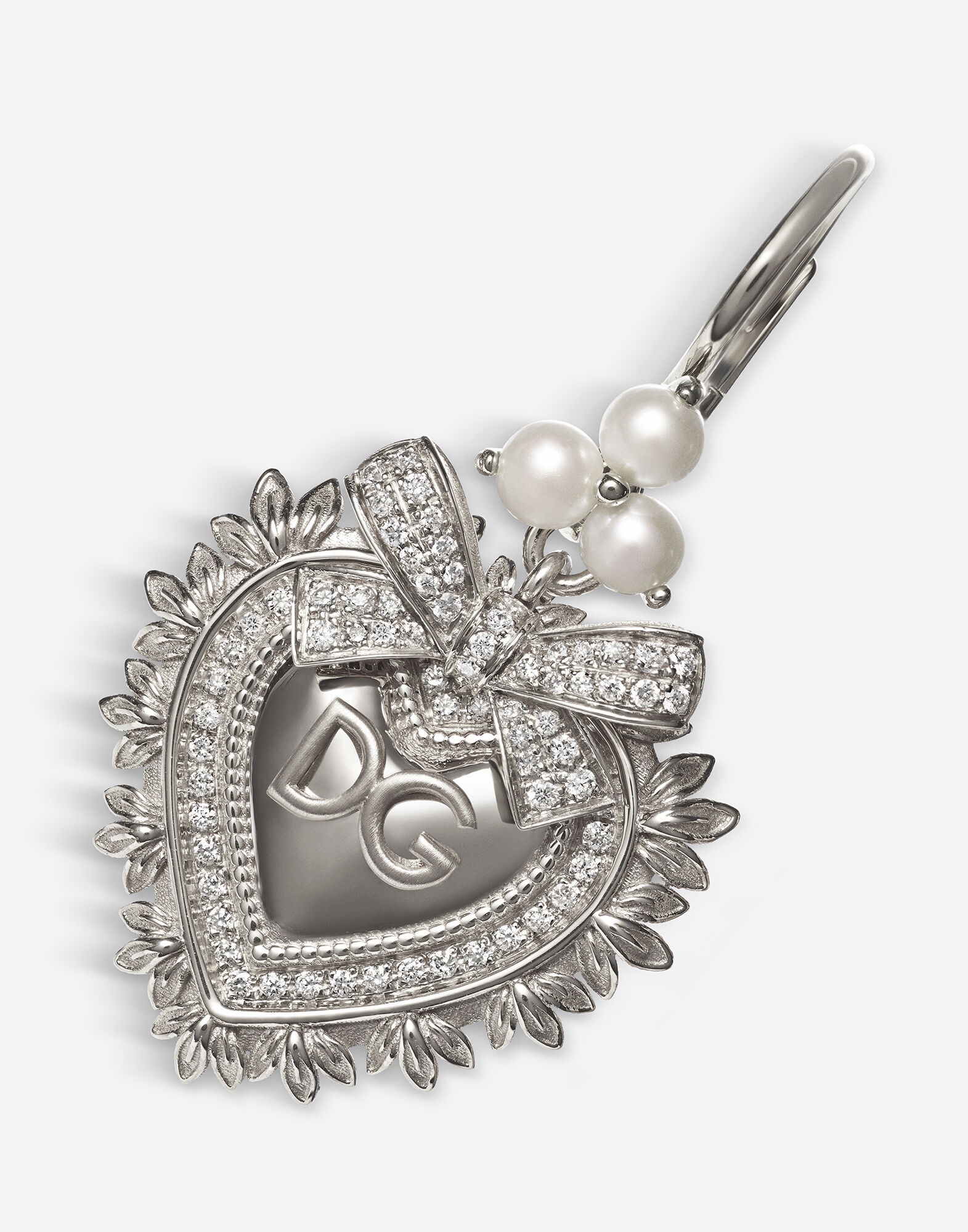 Devotion earrings in white gold with diamonds and pearls - 3
