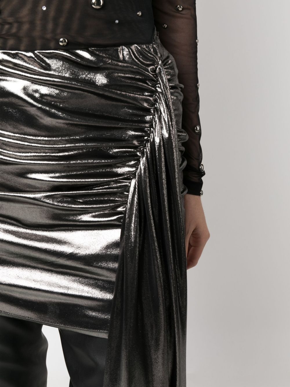 draped lamé-effect miniskirt - 5