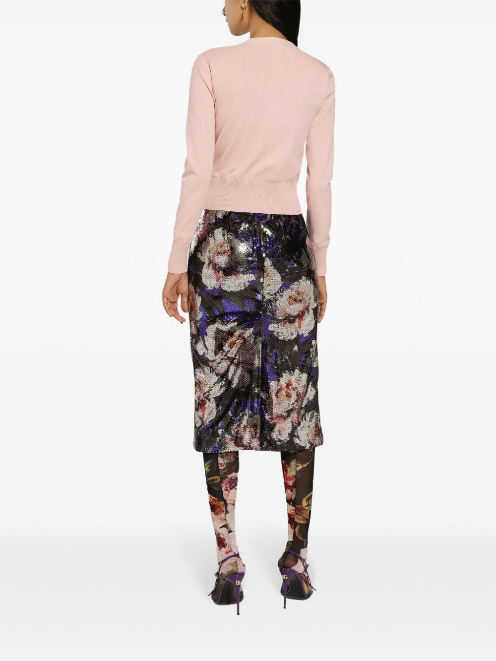 sequin-embellished pencil midi skirt - 4