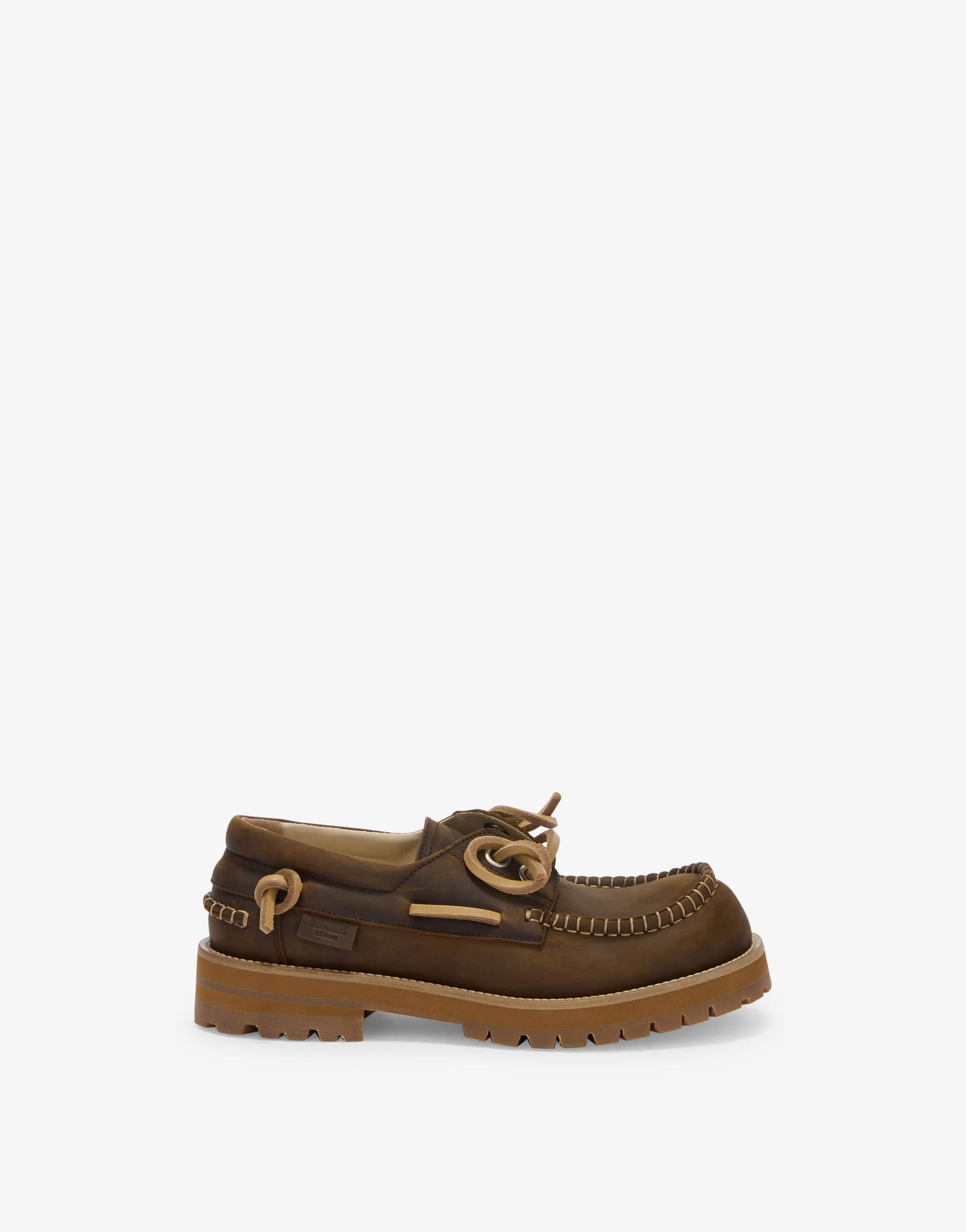 AGED CALFSKIN BOAT LOAFERS - 1