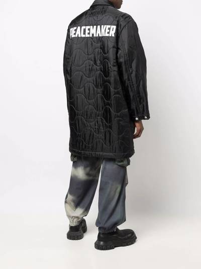 OAMC quilted logo-print coat outlook