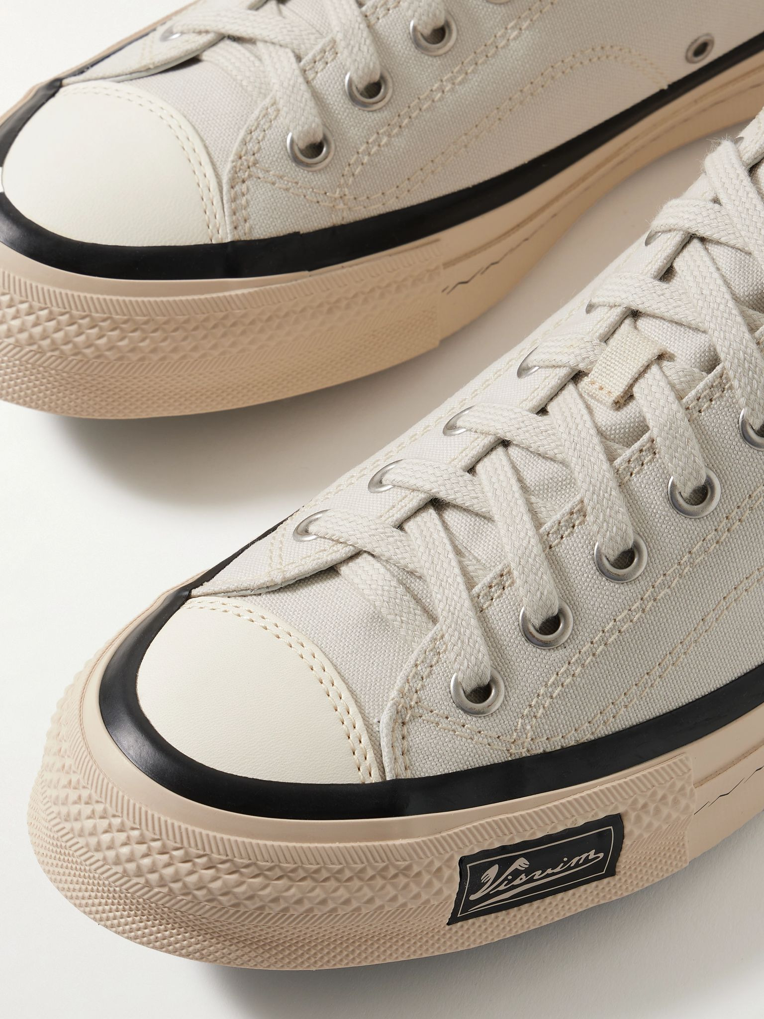 Skagway Lo Leather-Trimmed Canvas Sneakers Ivory - 5