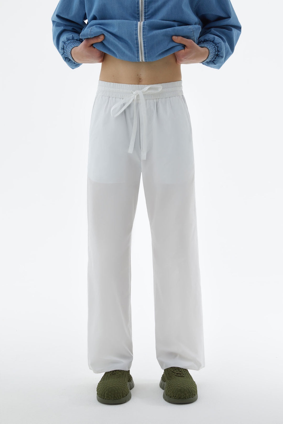 WHITE ELASTIC PANTS - 1