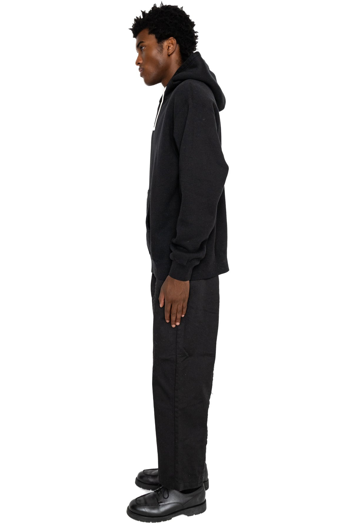 Sweat Pullover Hoodie Raised Back - Black - 3