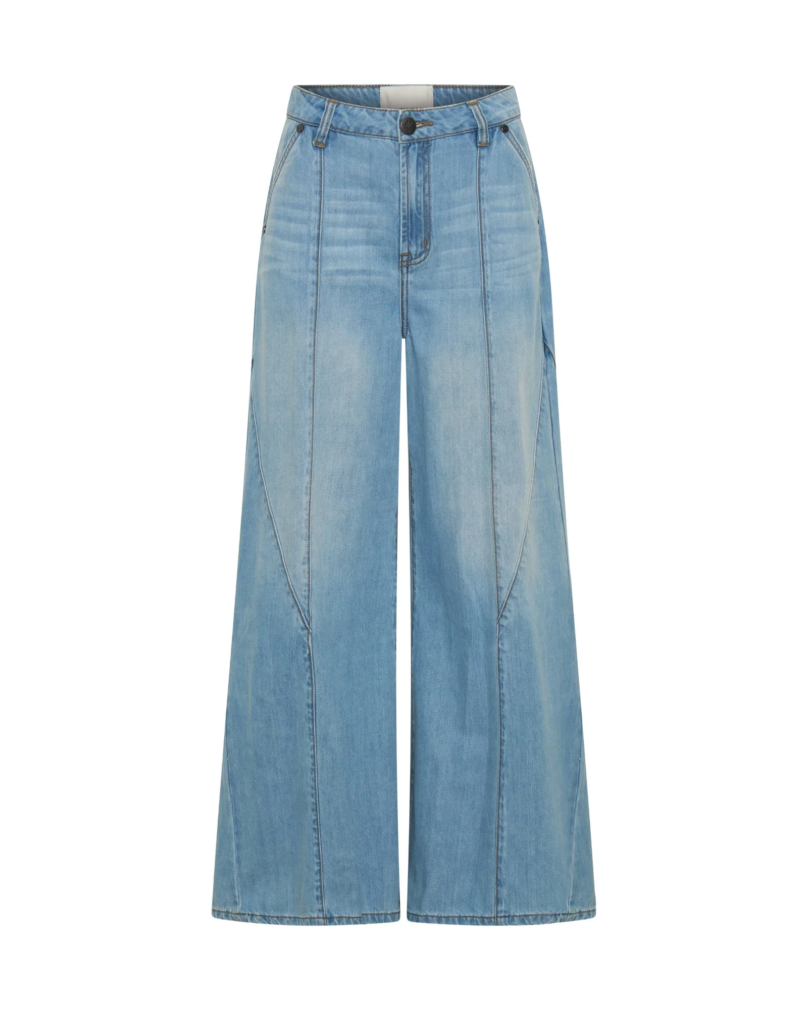 Hollywoods High Waist Wide Leg Denim Jeans - Cool Blue - 1