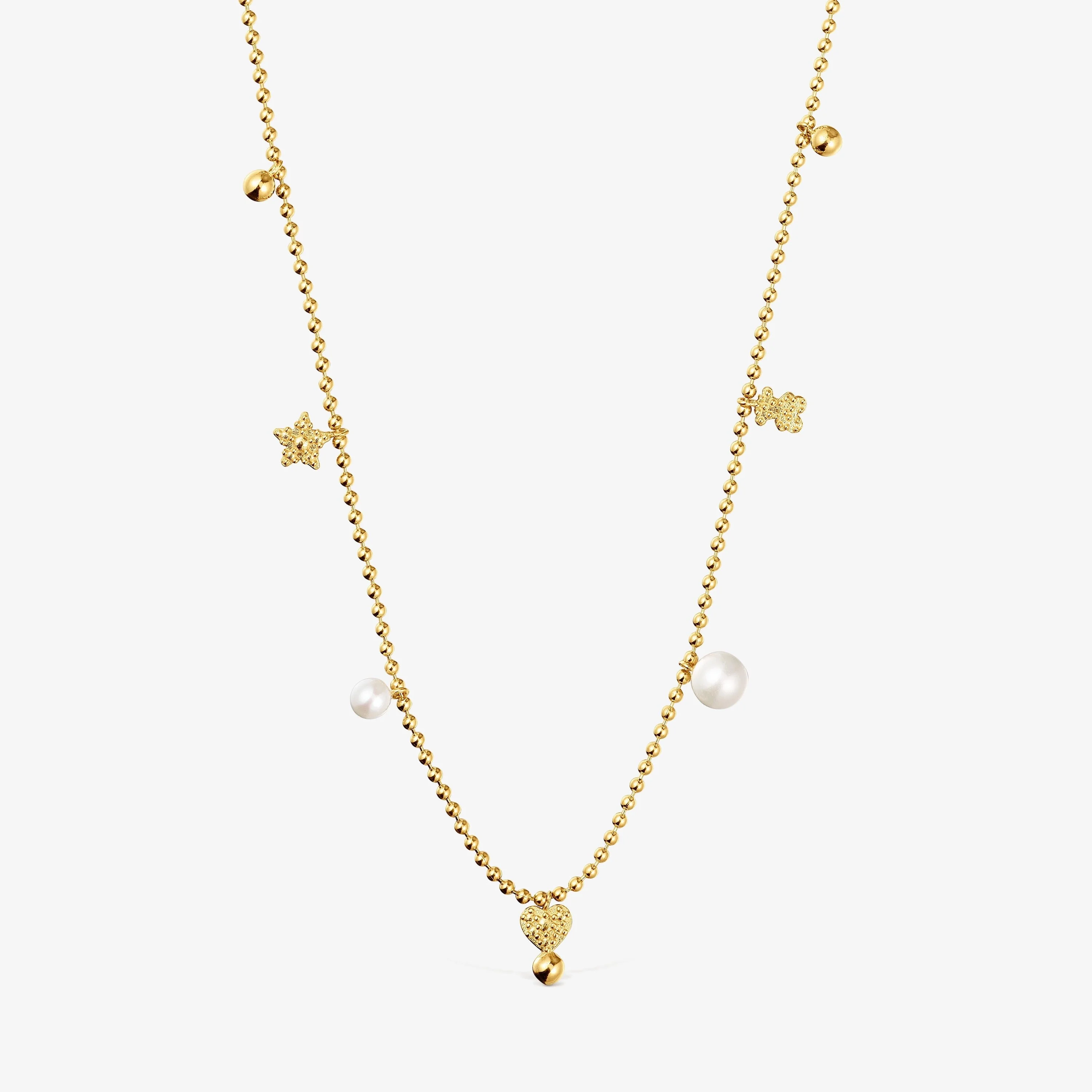Short Necklace with 18K gold vermeil, cultured pearls and motifs TOUS Grain - 1