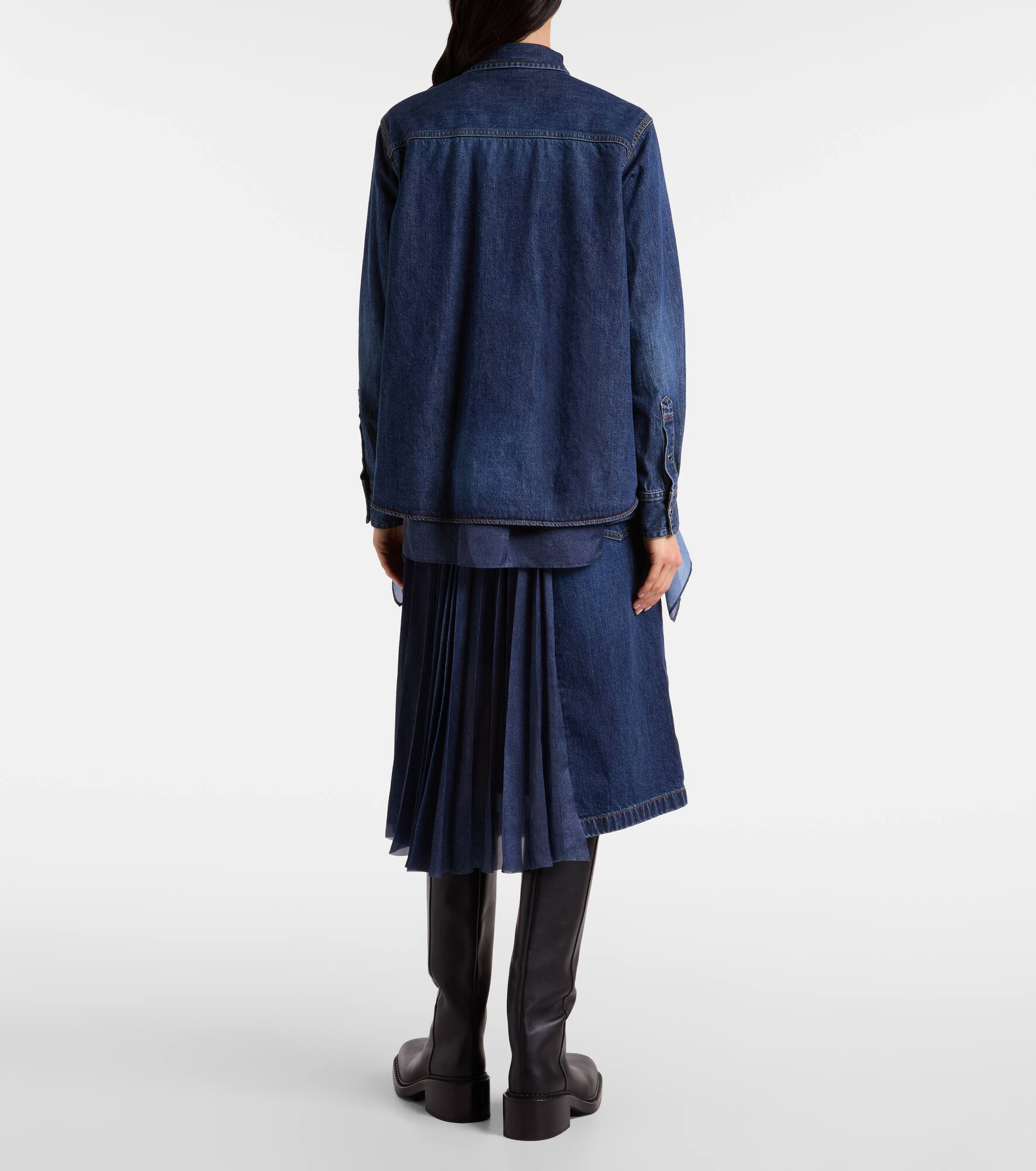Denim and satin shirt - 3