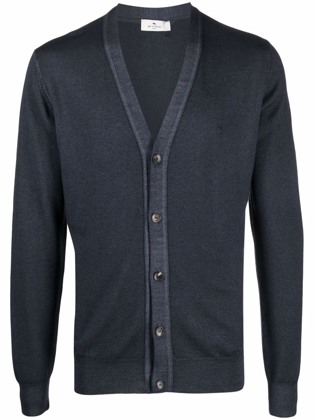 contrast-trim virgin wool cardigan - 1