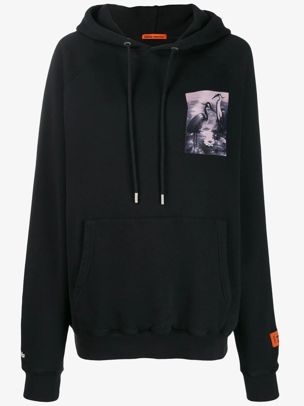 chest print rear logo hoodie - 1