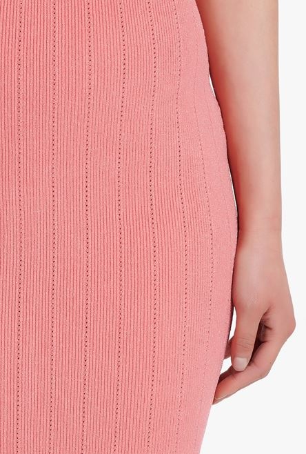 Mid-length salmon pink eco-designed knit dress - 8