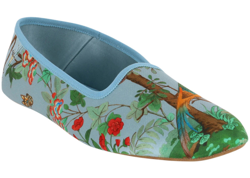 GUCCI Gucci Satin Voyage Tian Printed Slippers Blue outlook