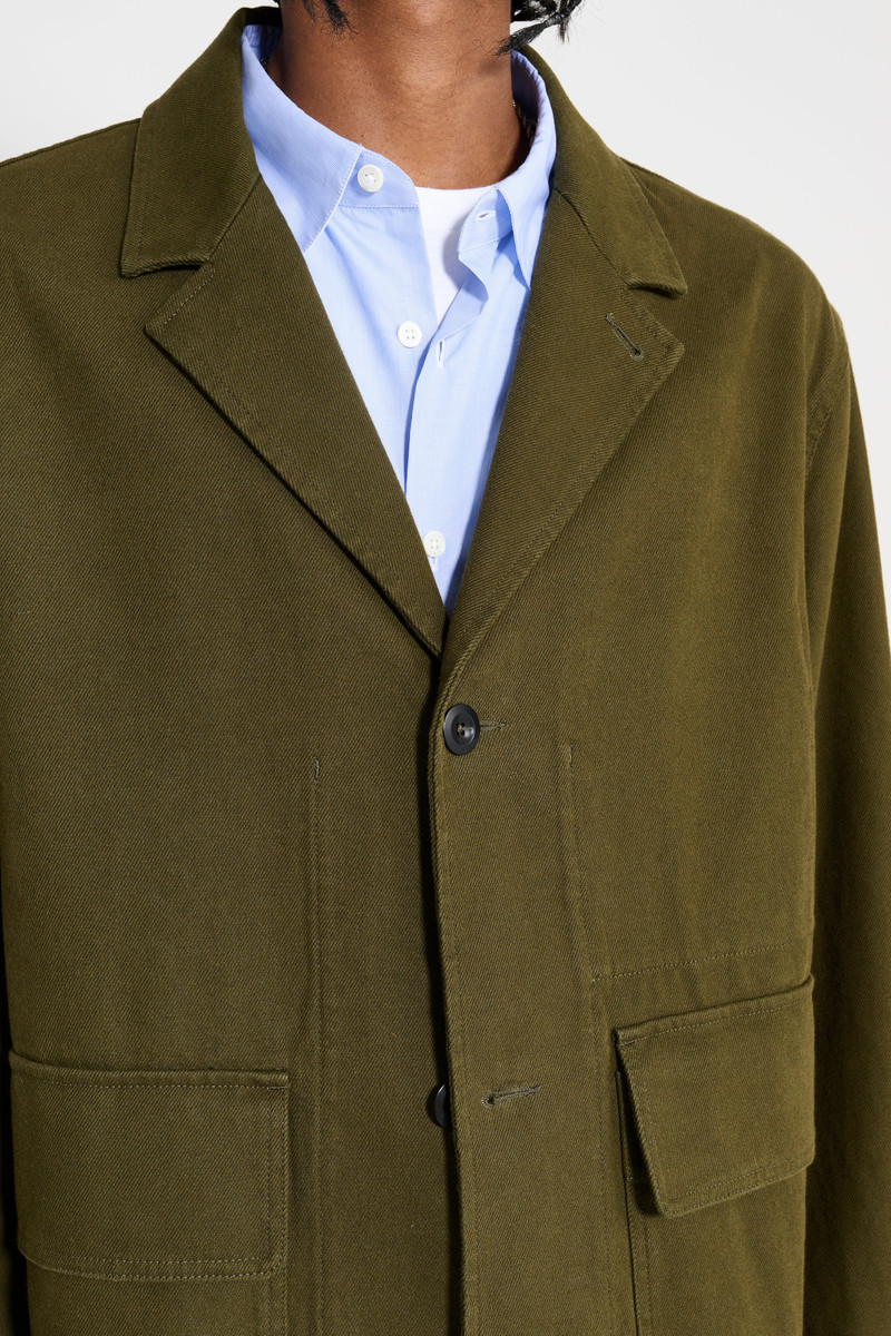 MARGARET HOWELL MHL FLAP POCKET BLAZER COTTON WOOL DRILL MOSS 5