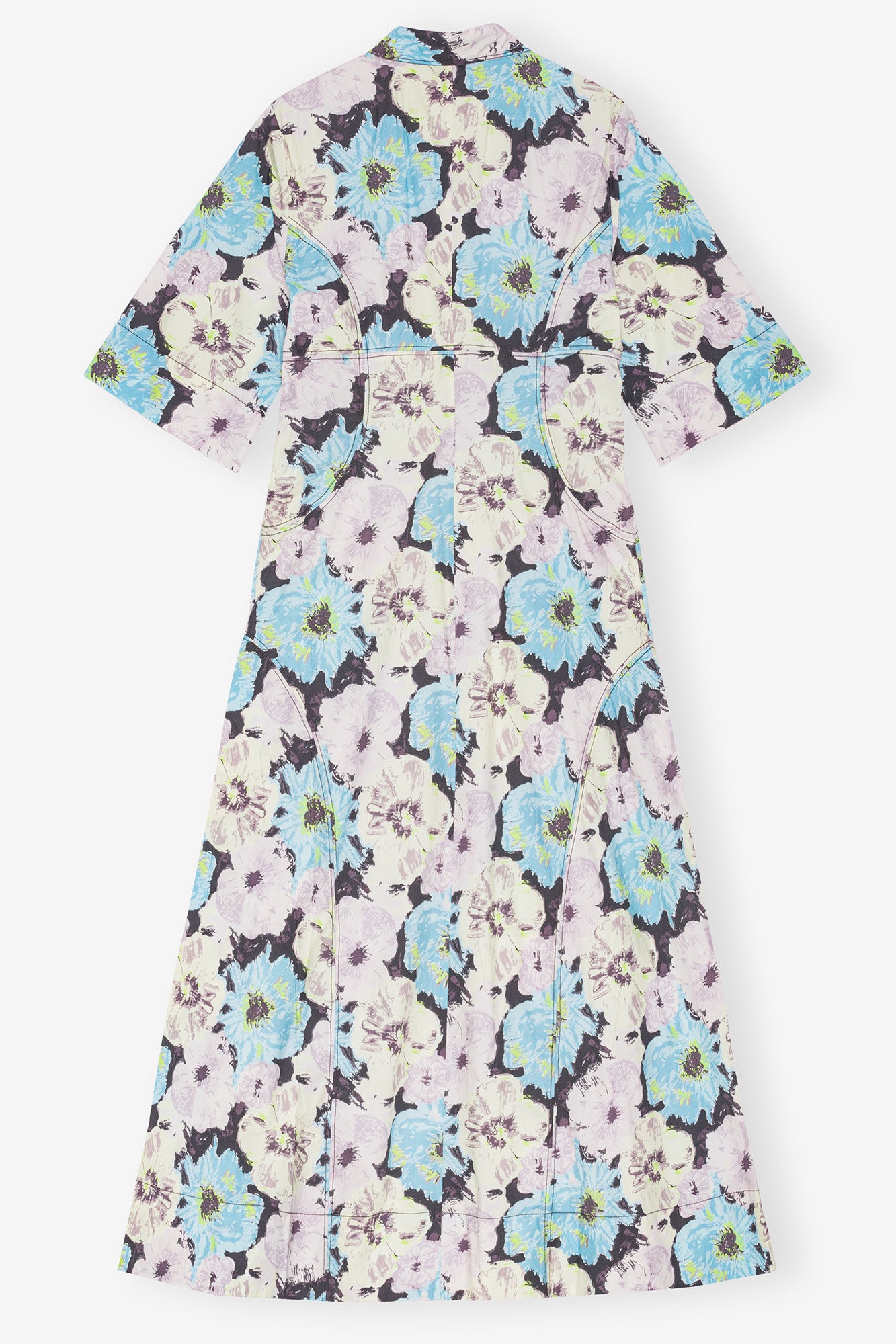 FLORAL PRINTED COTTON LONG SHIRT DRESS - 5