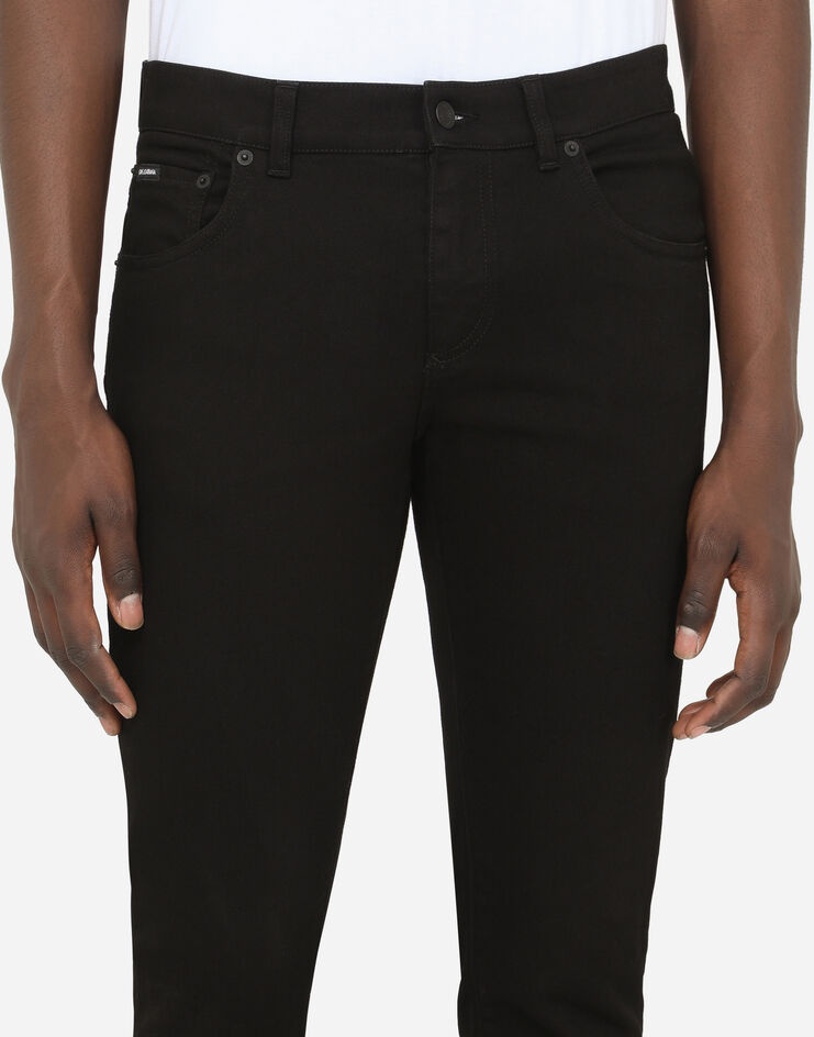 Black skinny stretch jeans with DG logo - 4