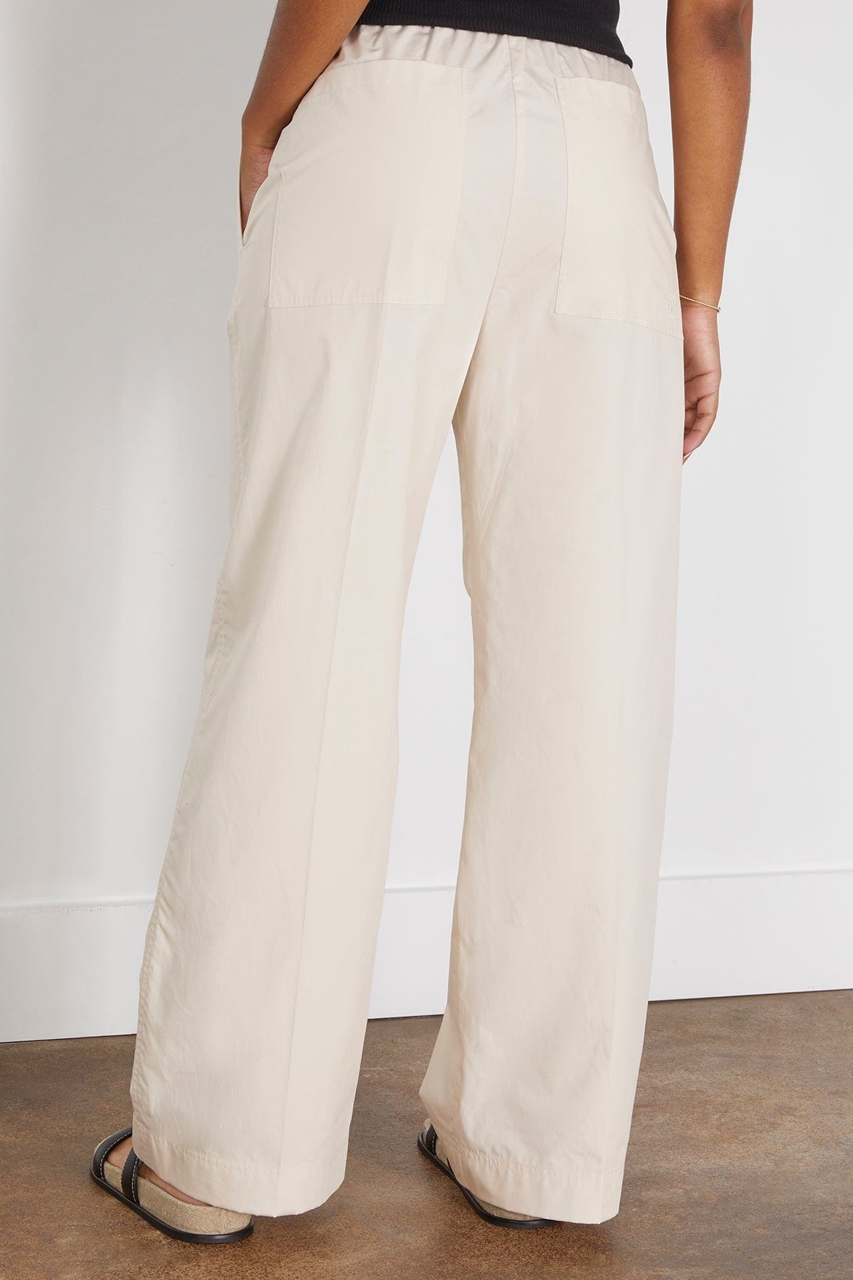 Cotton Drawstring Trousers in Stone - 4