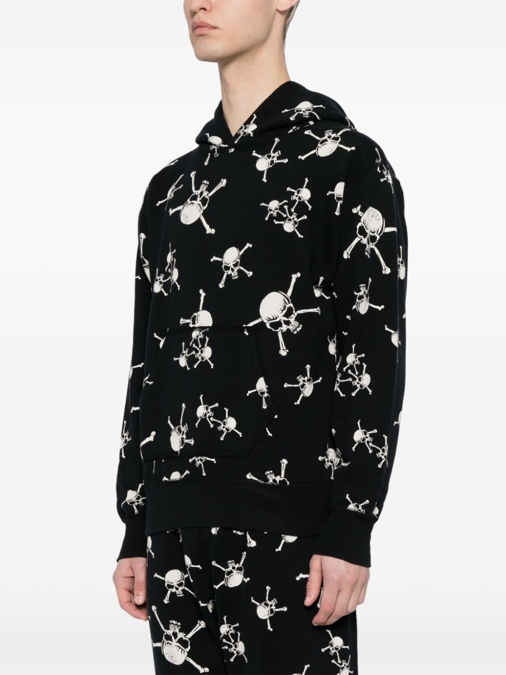 skull-print cotton hoodie - 3