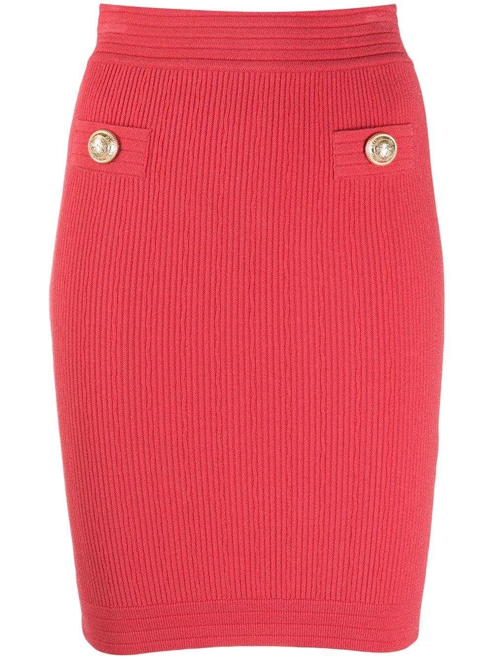 stretch rib knit pencil skirt - 1