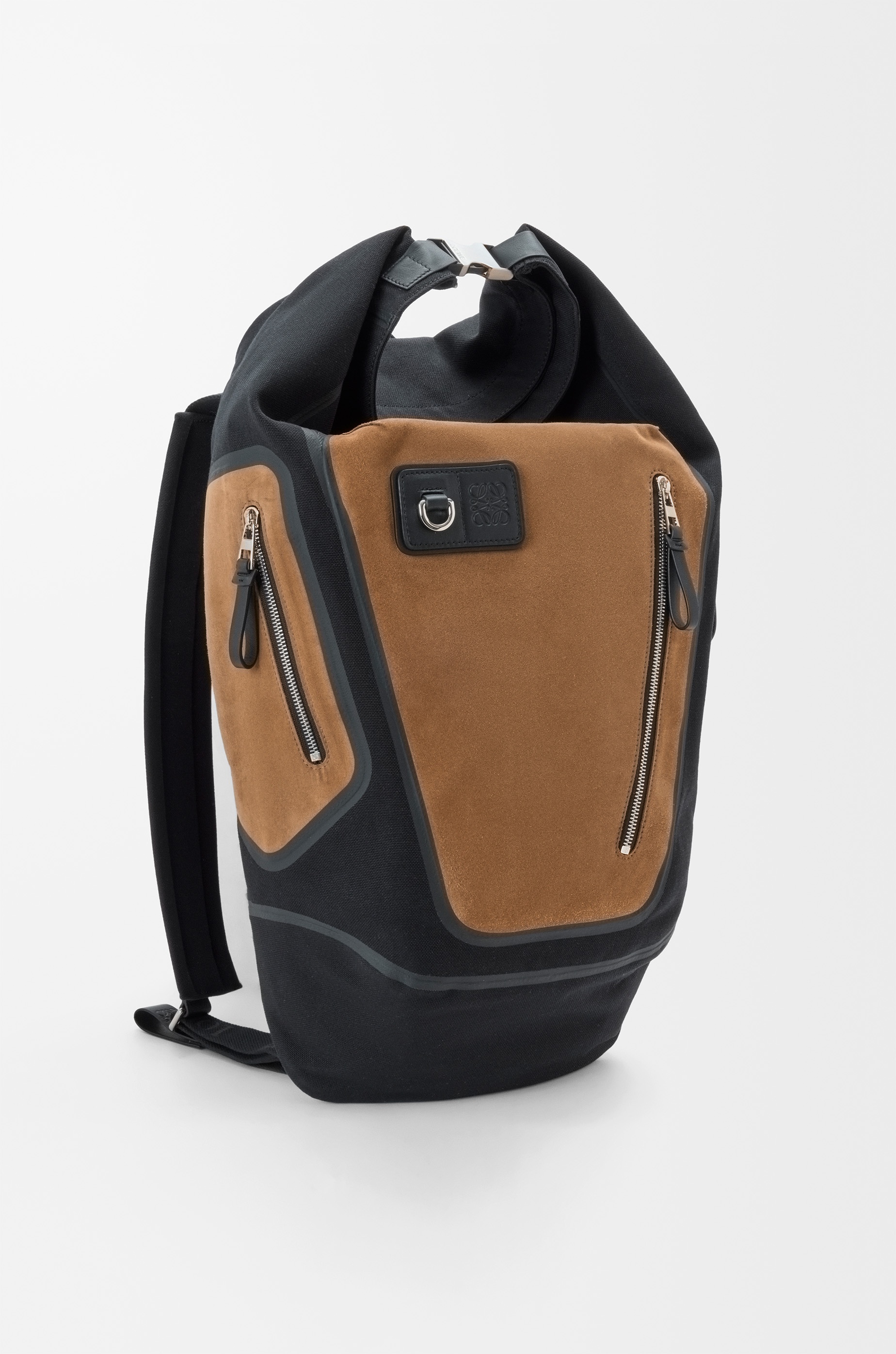 Flex roll-top backpack in canvas and suede - 4