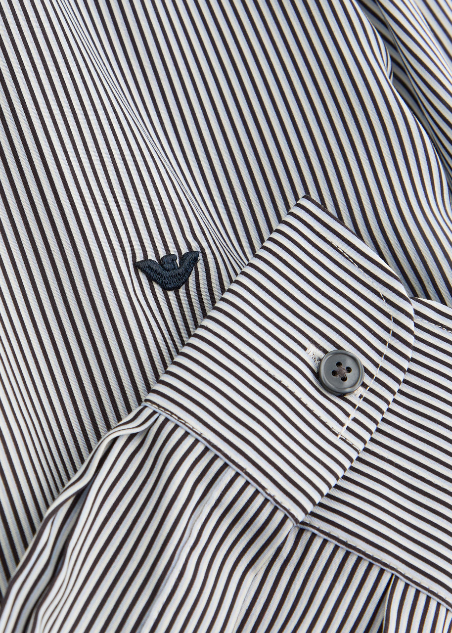Emporio Armani Logo-embroidered Striped Lyocell-blend Shirt - 5