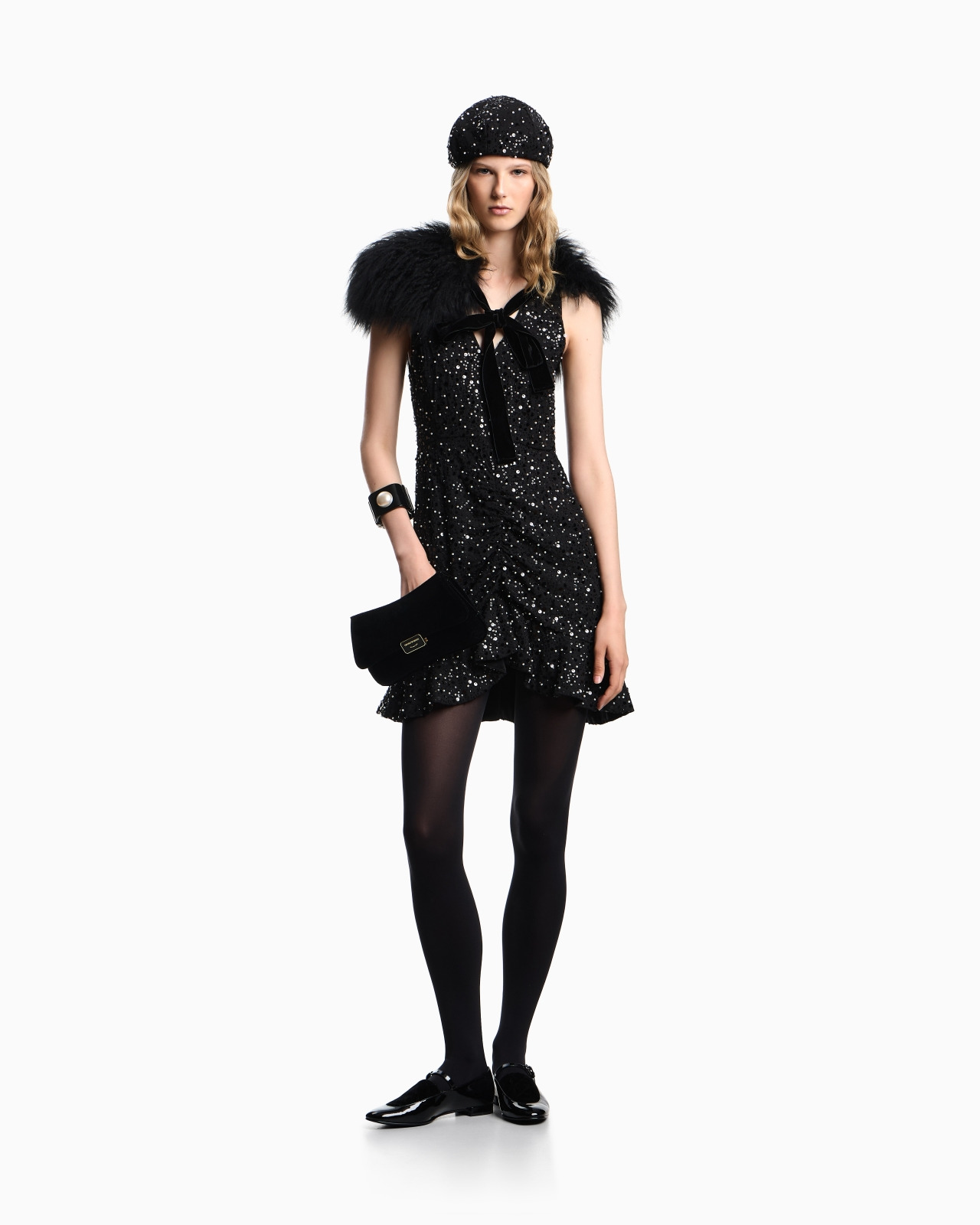 GEORGETTE DRESS WITH ALL-OVER BEADS AND SEQUINS - 2