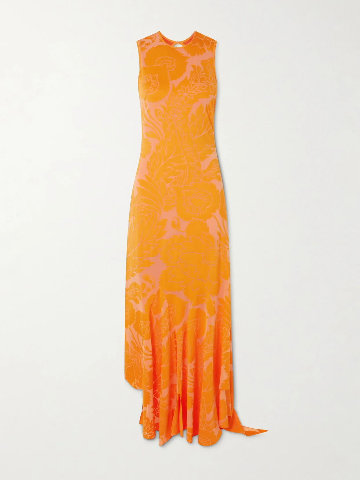 Asymmetric Open-back Devoré-jersey Maxi Dress - 1