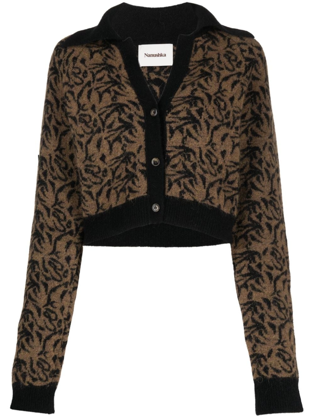 graphic-print wool-blend cardigan - 1