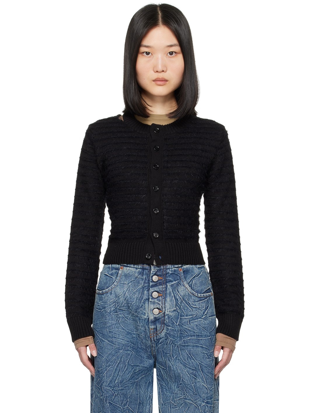Black Striped Cardigan - 1