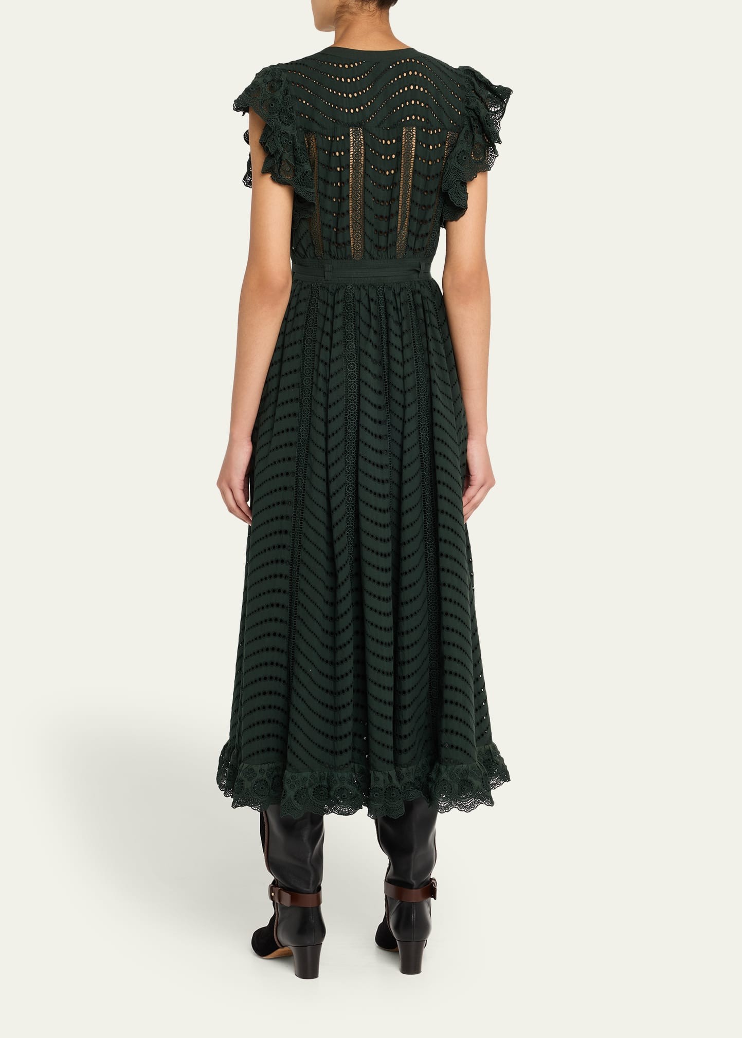 Olga Eyelet Flutter-Sleeve Midi Dress - 3