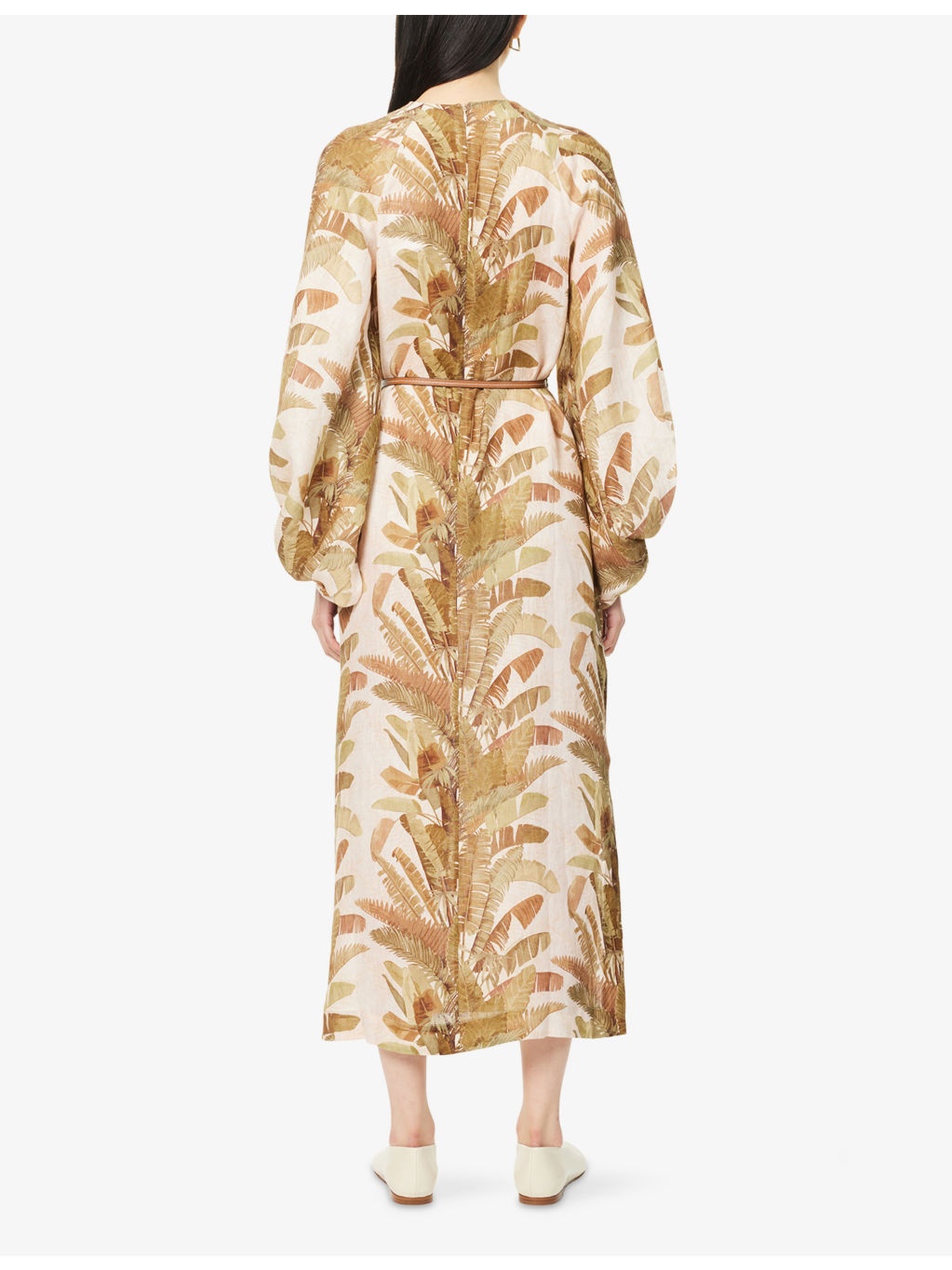 Ascension Balloon-Sleeves Linen Midi Dress - 4