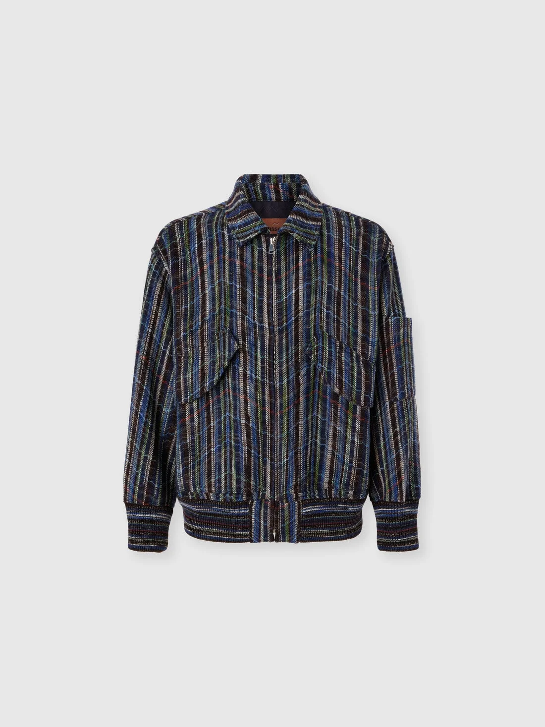 Wool and viscose bomber jacket with pockets - 1