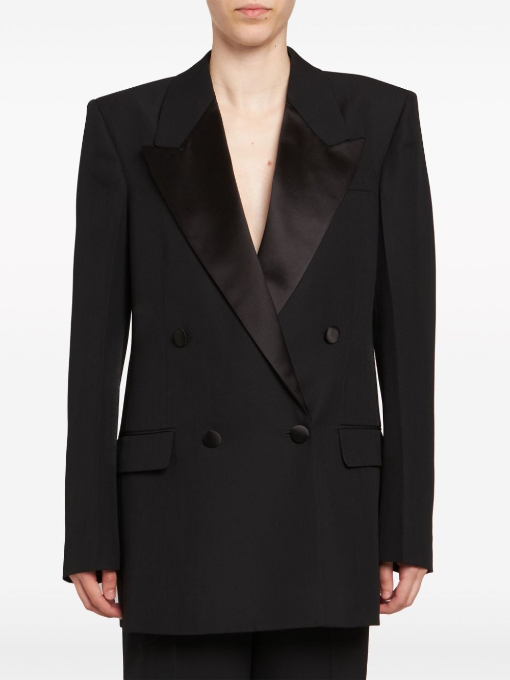 Tuxedo satin-lapels wool blazer - 2