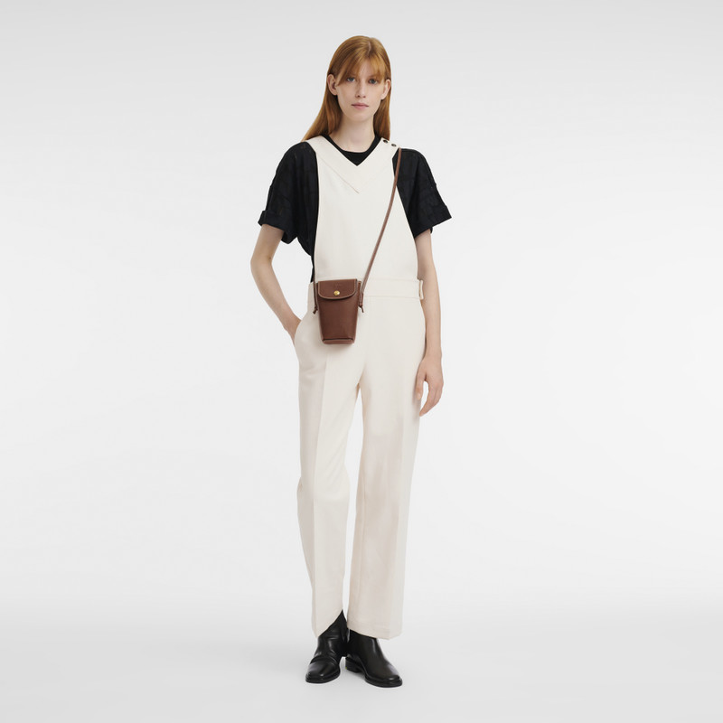 Longchamp Épure Phone case with leather lace Brown - Leather outlook