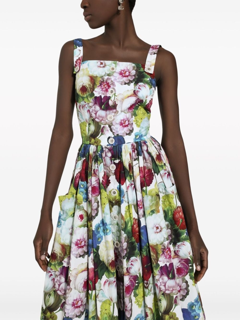 Dolce & Gabbana Flower Print Midi Cotton Dress - 5