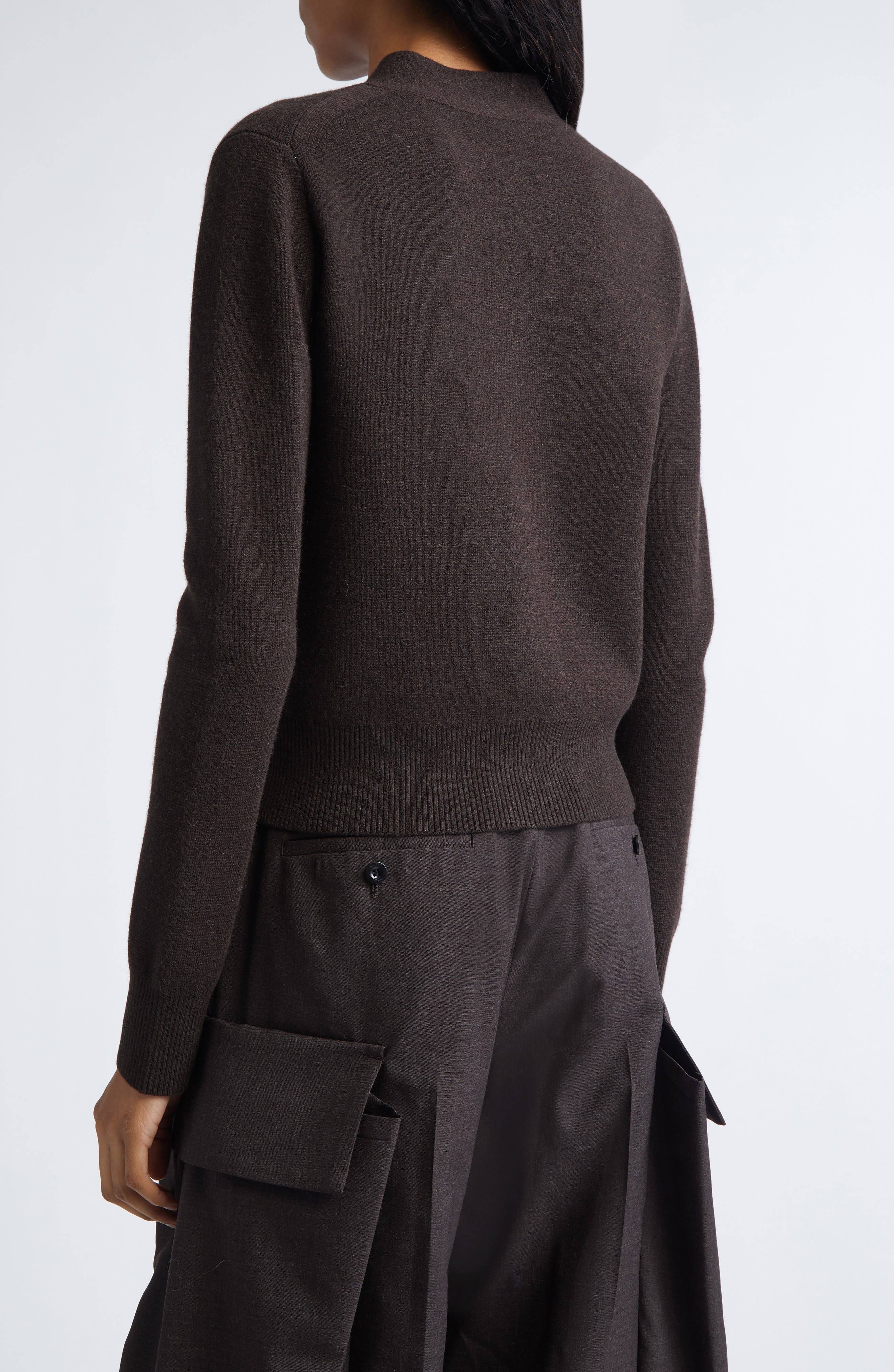 Sacai Sequin Embroidered Wool Cardigan in Brown/Red at Nordstrom - 3