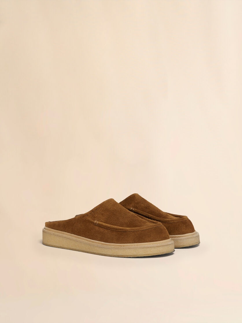 BROWN SUEDE SABOT WITH PARA RUBBER SOLE - 2
