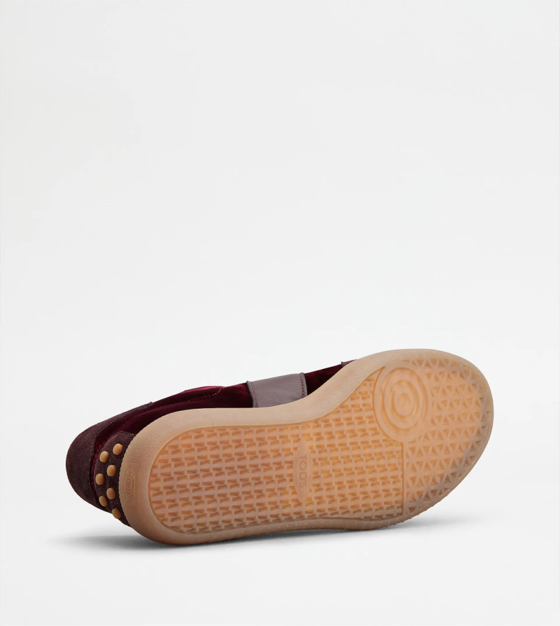 TOD'S TABS SNEAKERS IN VELVET AND SUEDE - BURGUNDY 4