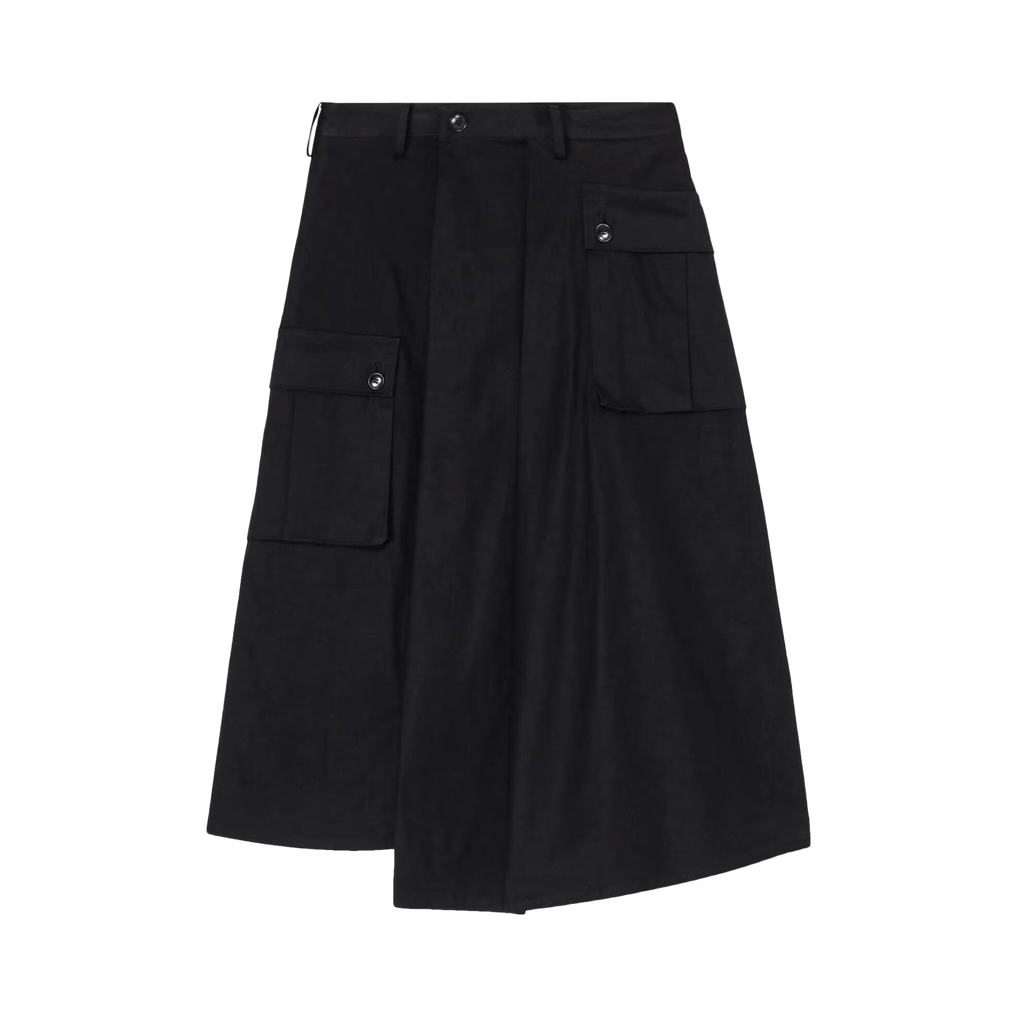 Yohji Yamamoto Regulation Wide Tuck Cargo Skirt 'Black' - 1