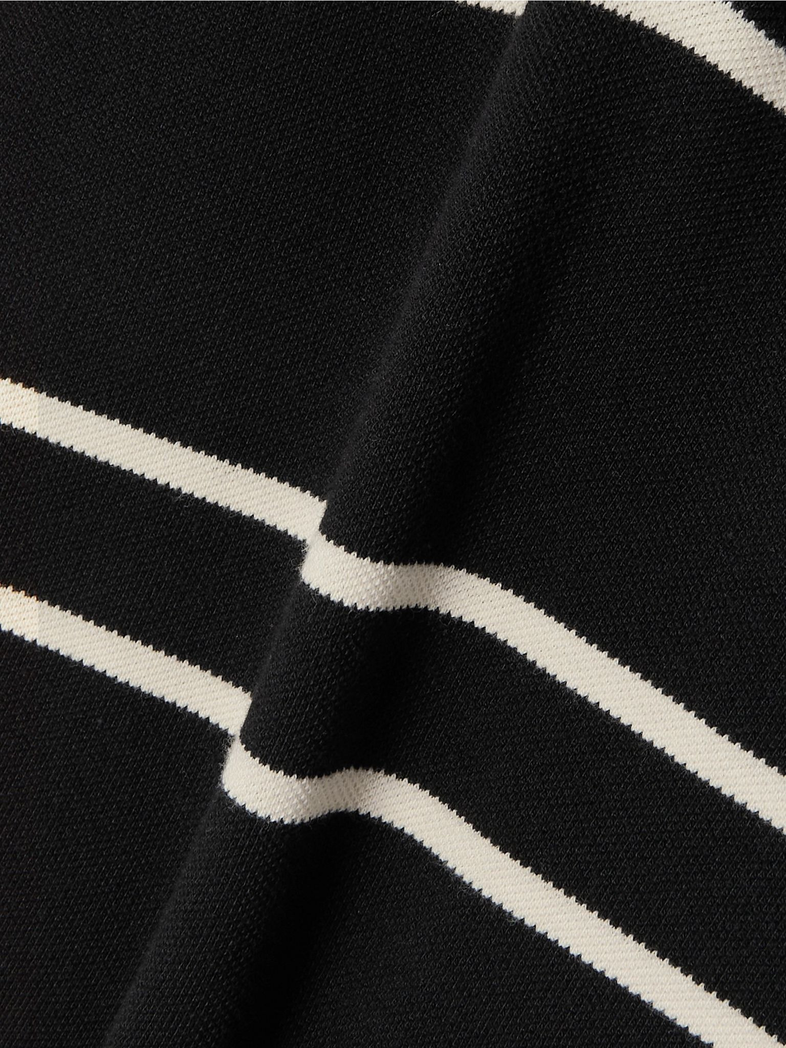 Striped cropped cotton-piqué polo shirt Black - 5