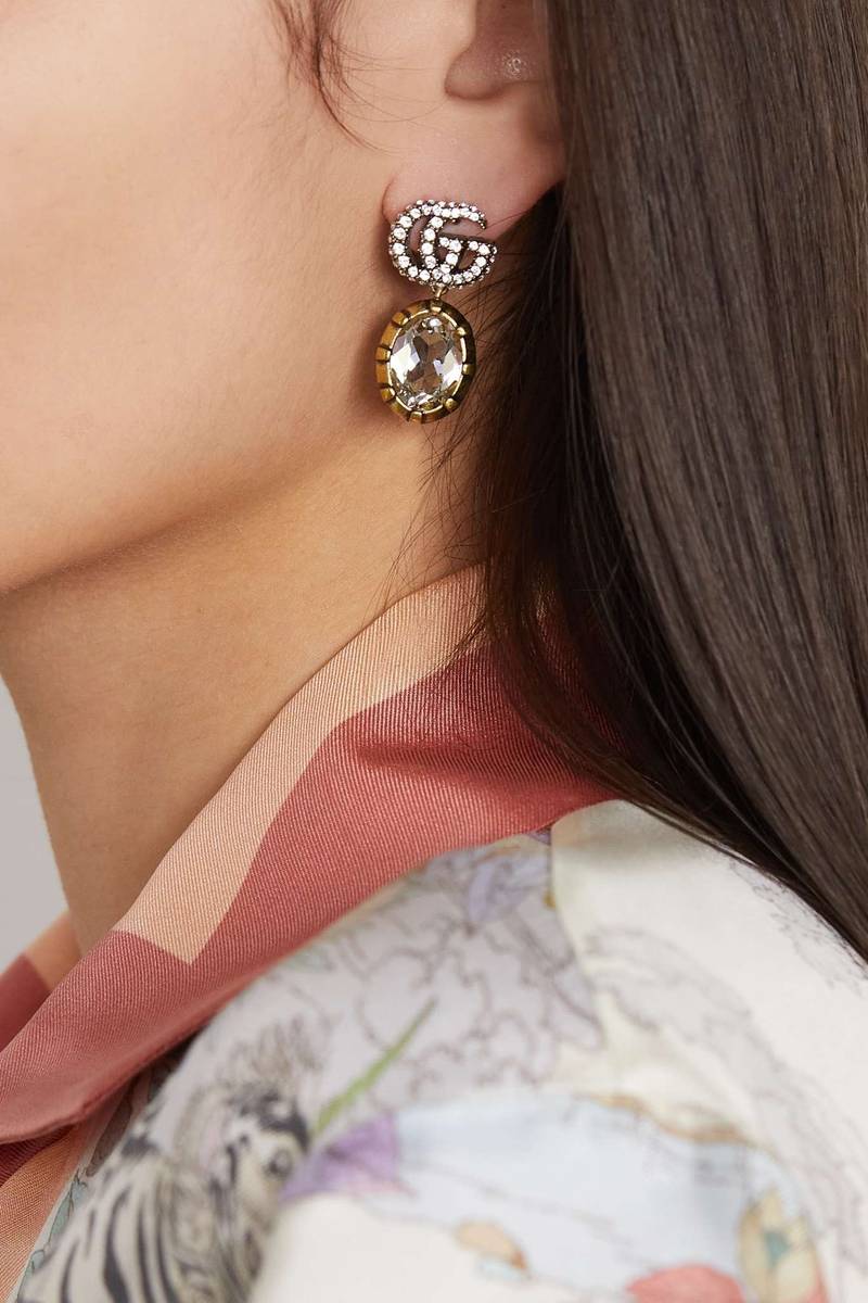 GUCCI Gold-tone and crystal earrings outlook